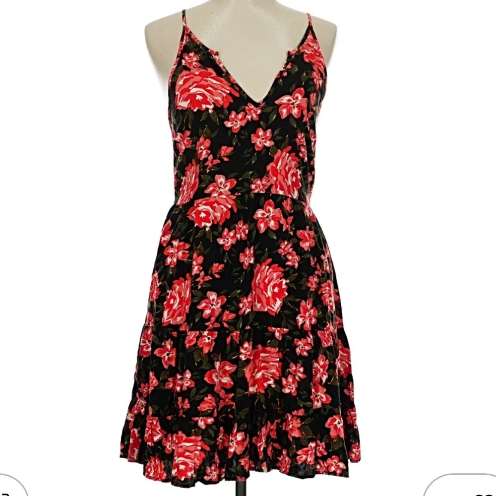 Xhilaration Red black Floral Dress